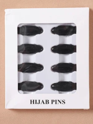 8pcs Black Solid Scarf Pin
